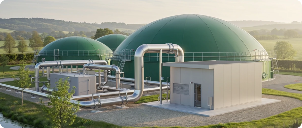 Biogas-to-CO₂ conversion infrastructure